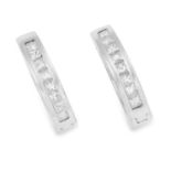 DIAMOND HOOP EARRINGS set with princess cut diamonds, 1.3cm, 4.2g.