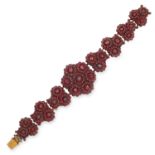 ANTIQUE GARNET BRACELET, set with rose cut garnets, 16cm, 29.5g.