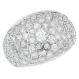 DIAMOND BOMBE RING set with round cut diamonds totalling approximately 3.00 carats, size O / 7, 9.