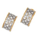DIAMOND EARRINGS, BUCCELLATI set with round cut diamonds in open framework, 1.6cm, 10.3g.