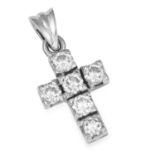 DIAMOND CROSS PENDANT set with round cut diamonds totalling 1.15 carats, 2.2cm, 3.3g.