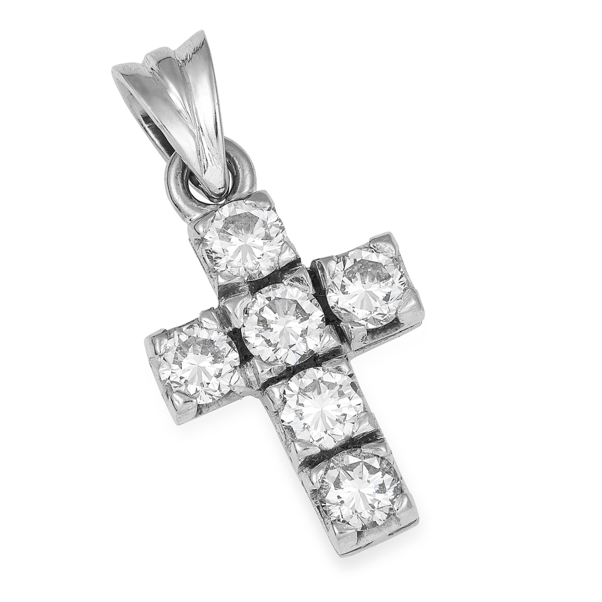 DIAMOND CROSS PENDANT set with round cut diamonds totalling 1.15 carats, 2.2cm, 3.3g.