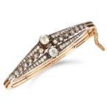ANTIQUE DIAMOND BANGLE set with three rows of old and rose cut diamonds, 5.5cm inner diameter, 22.