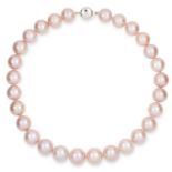 FRESH WATER PEARL NECKLACE comprising of a single row of pink pearls approximately 15.7mm in