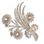 ANTIQUE DIAMOND EN TREMBLENT FLOWER SPRAY BROOCH, EARLY 19TH CENTURY set with rose cut diamonds