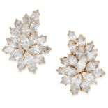 19.00 CARAT DIAMOND EARRINGS, CARTIER each designed as a cluster of marquise cut diamonds