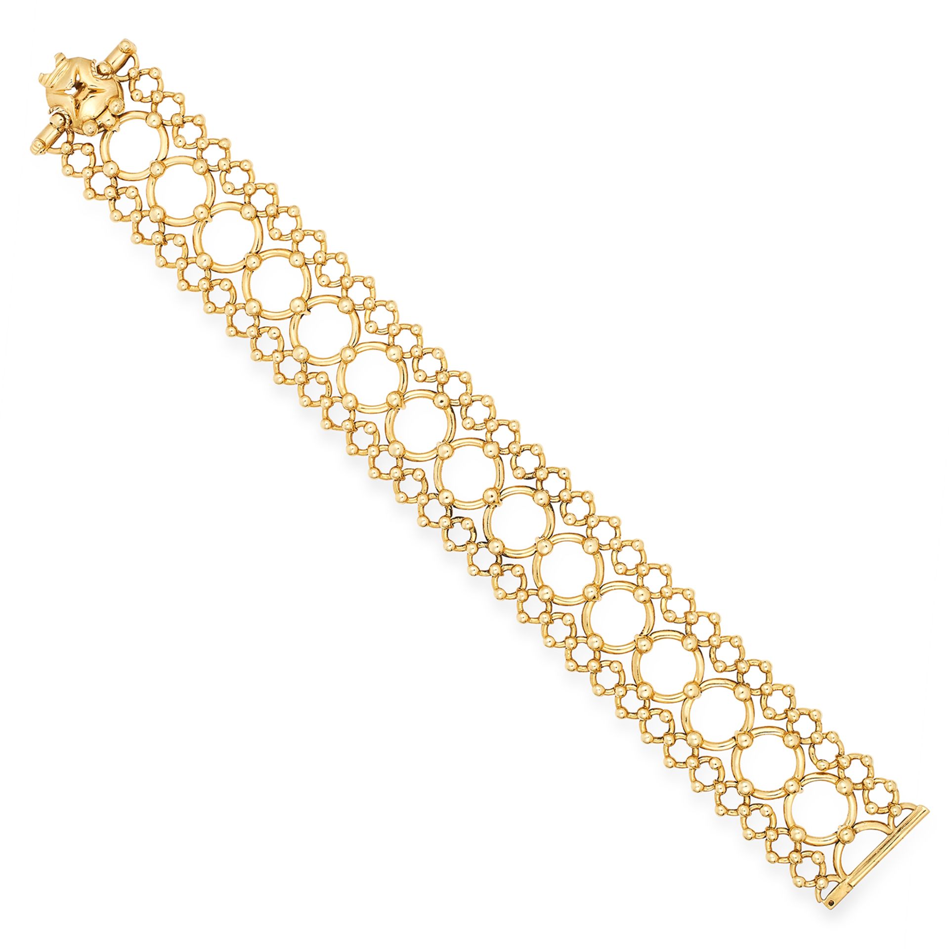 FANCY LINK GOLD BRACELET, TIFFANY & CO comprising of circular links accented by gold gold beads,