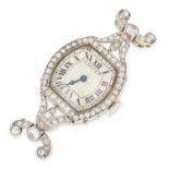 ART DECO DIAMOND WATCH FACE, CARTIER set with round and rose cut diamonds, 4.5cm, 15.1g.