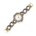 ANTIQUE DIAMOND WATCH comprising of a white dial set with rose cut diamonds, on possibly later