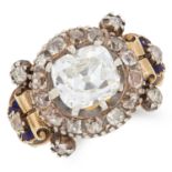 ANTIQUE 2.49 CARAT DIAMOND AND ENAMEL RING set with old cut diamonds totalling approximately 2.49