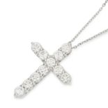 2.03 CARAT DIAMOND CROSS PENDANT set with round cut diamonds totalling approximately 2.03 carats,