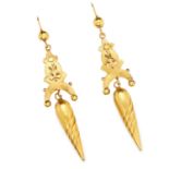 ANTIQUE ARTICULATED DROP EARRINGS, 19TH CENTURY 6.7cm, 4.7g.