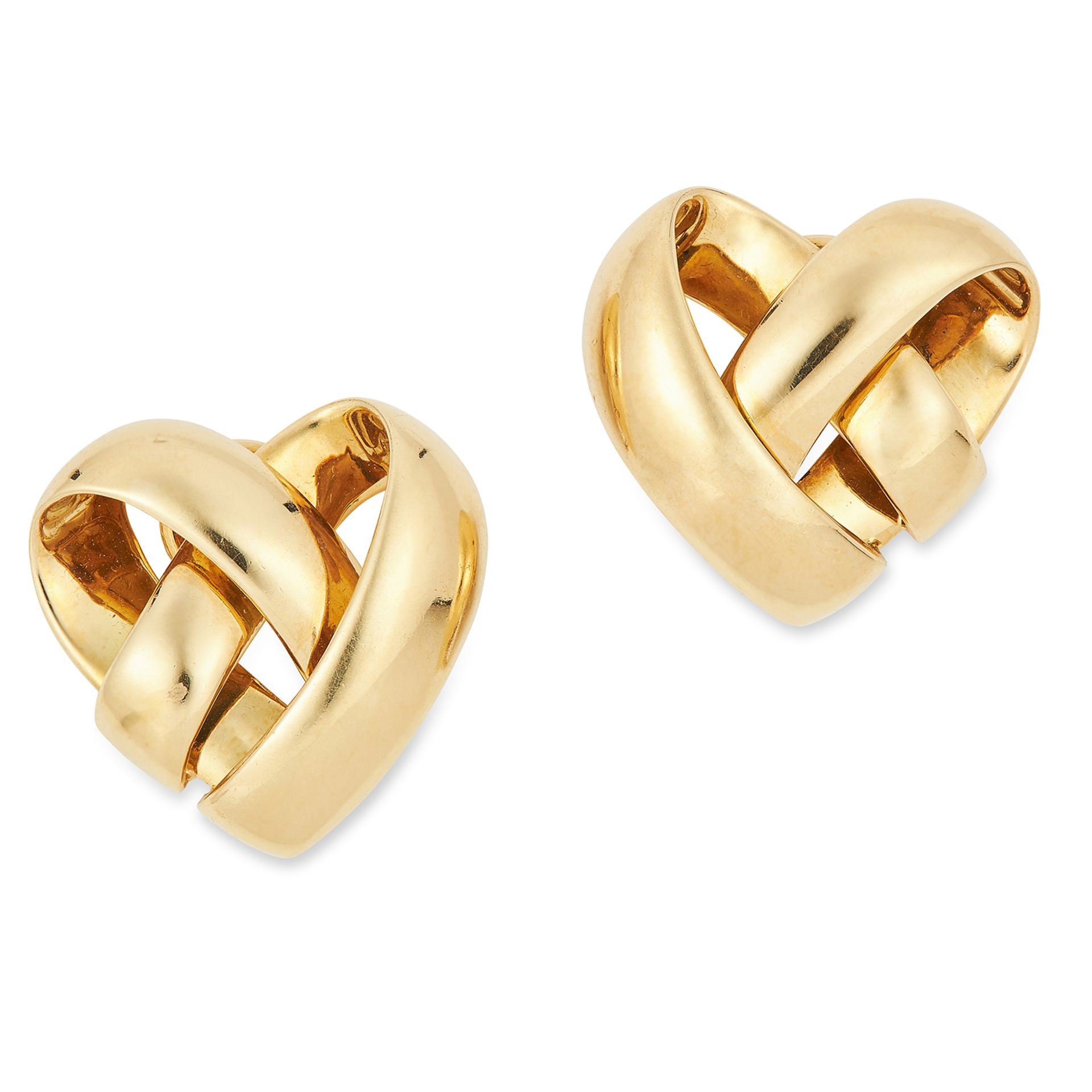 TWISTED HEART EARRINGS, VAN CLEEF & ARPELS, designed as a twisting heart, signed VCA, 2.5cm, 25.4g.