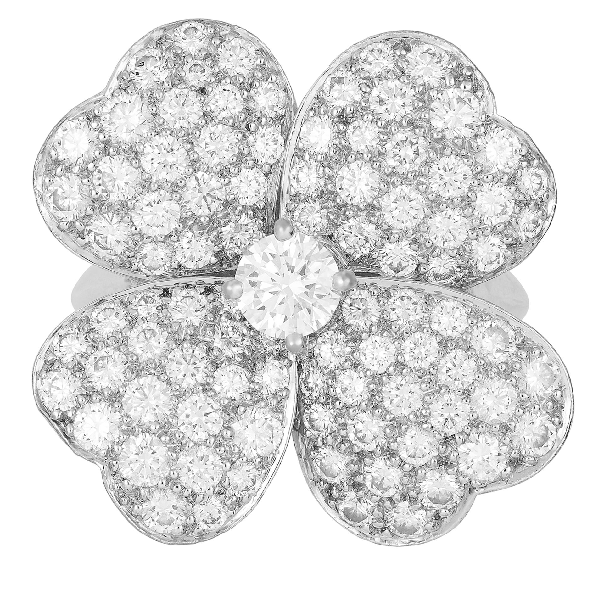 COSMOS DIAMOND RING, VAN CLEEF AND ARPELS depicting a flower set with round cut diamonds totalling