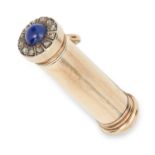 SAPPHIRE AND DIAMOND PENCIL set with a cabochon sapphire and rose cut diamonds, 3.5cm, 12.6g.