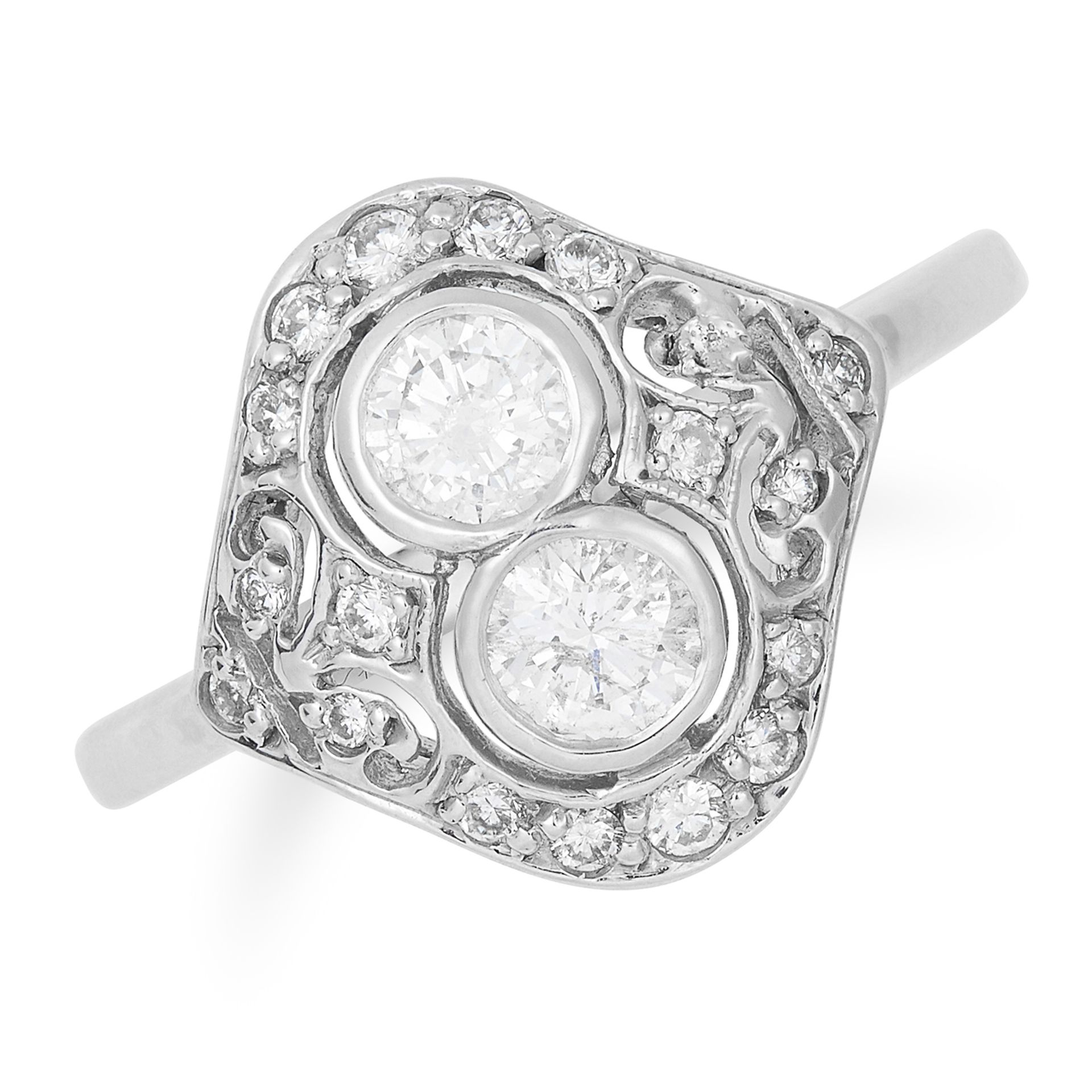 ANTIQUE ART DECO DIAMOND RING set with round cut diamonds, size N / 6.5, 3.3g.
