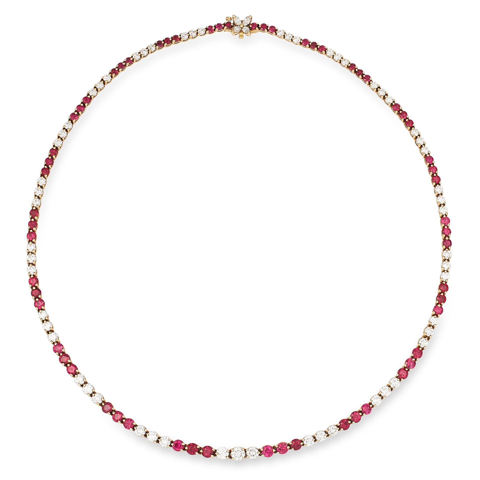 RUBY AND DIAMOND RIVIERA NECKLACE, TIFFANY & CO set with round cut rubies and round cut diamonds,