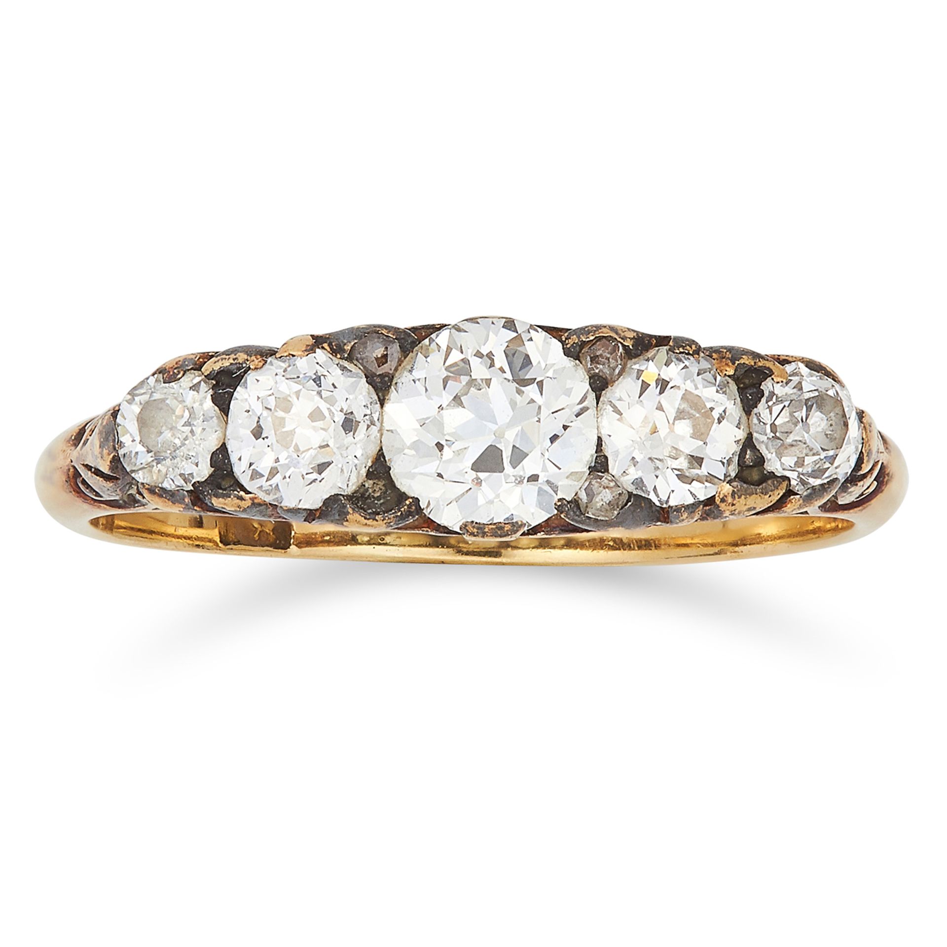 DIAMOND FIVE STONE RING set with round cut diamonds totalling approximately 0.75 carats, size M / 6,