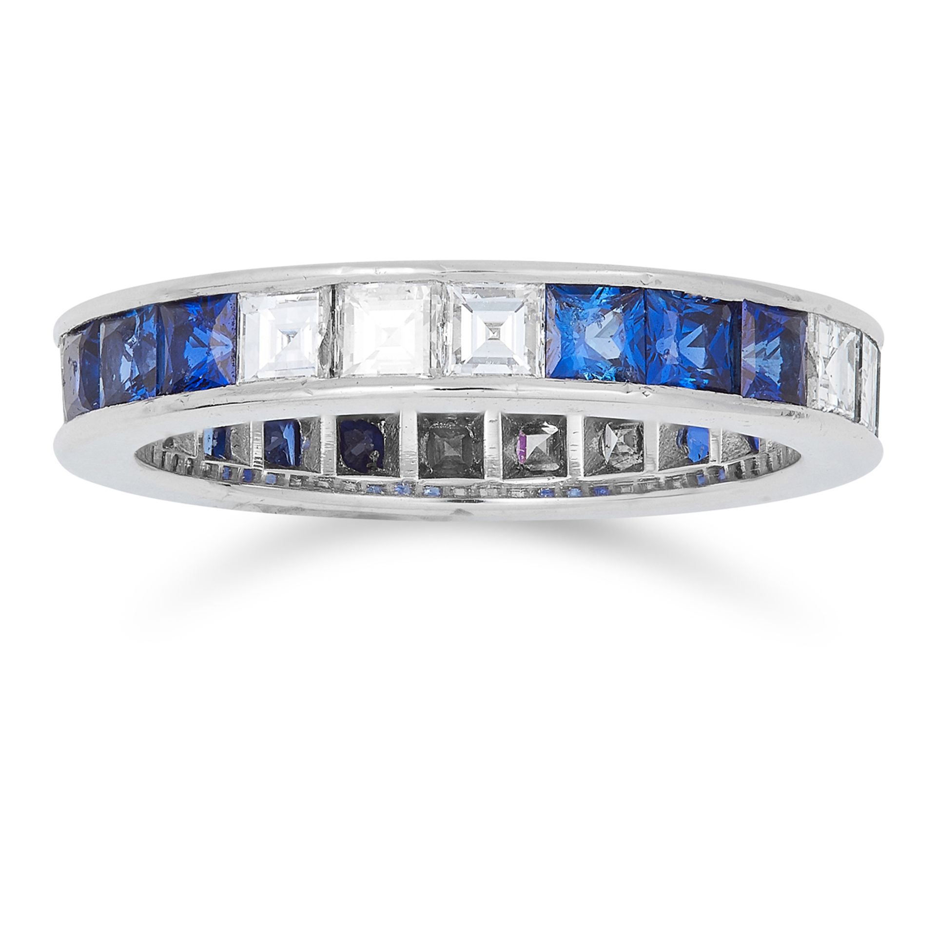 SAPPHIRE AND DIAMOND ETERNITY RING, CARTIER set with princess cut sapphires totalling