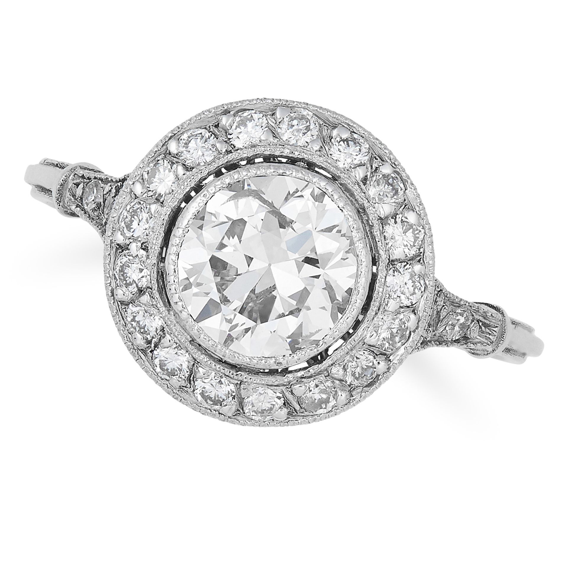 ANTIQUE DIAMOND DRESS RING set with a cluster of round cut diamonds totalling approximately 2.92