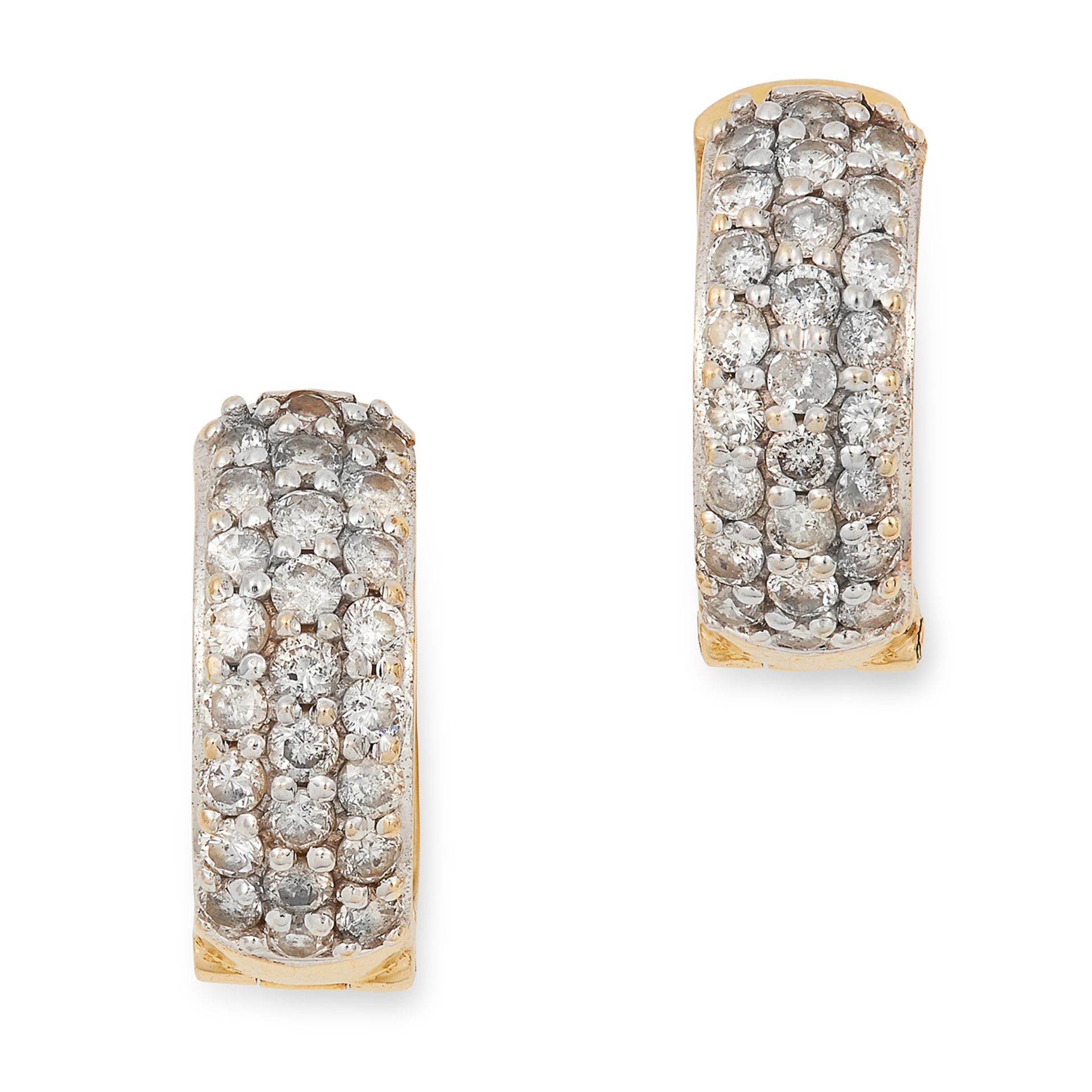 DIAMOND HOOP EARRINGS set with round cut diamonds, 1.5cm, 5.7g.