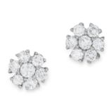 DIAMOND CLUSTER STUD EARRINGS each set with a cluster of round cut diamonds totalling 1.15 carats,