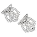 VINTAGE 7.16 CARAT DIAMOND CLIPS set with round and baguette cut diamonds totalling approximately
