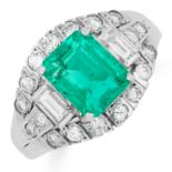 2.14 CARAT COLOMBIAN MINOR EMERALD AND DIAMOND RING set with an emerald cut emerald of 2.14 carats