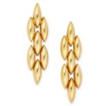 GOLD DROP EARRINGS, CARTIER set with articulated marquise gold panels, 4.1cm, 8.1g.