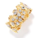 DIAMOND RING, CHARLES DE TEMPLE, 1966 in textured pierce design set with round cut diamonds,