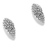 SILVER EARRINGS, STEPHEN WEBSTER in textured half hoop form, signed SW, 1.6cm, 5.3g.