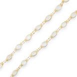 MOONSTONE NECKLACE comprising of a chain set with cabochon moonstone, 44cm, 4.7g.