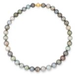 TAHITIAN PEARL NECKLACE set with Tahitian pearls ranging from 11mm to 12.7mm in diameter, with round