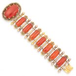 ANTIQUE CARNELIAN BRACELET set with carved carnelian links, 16cm, 51.5g.