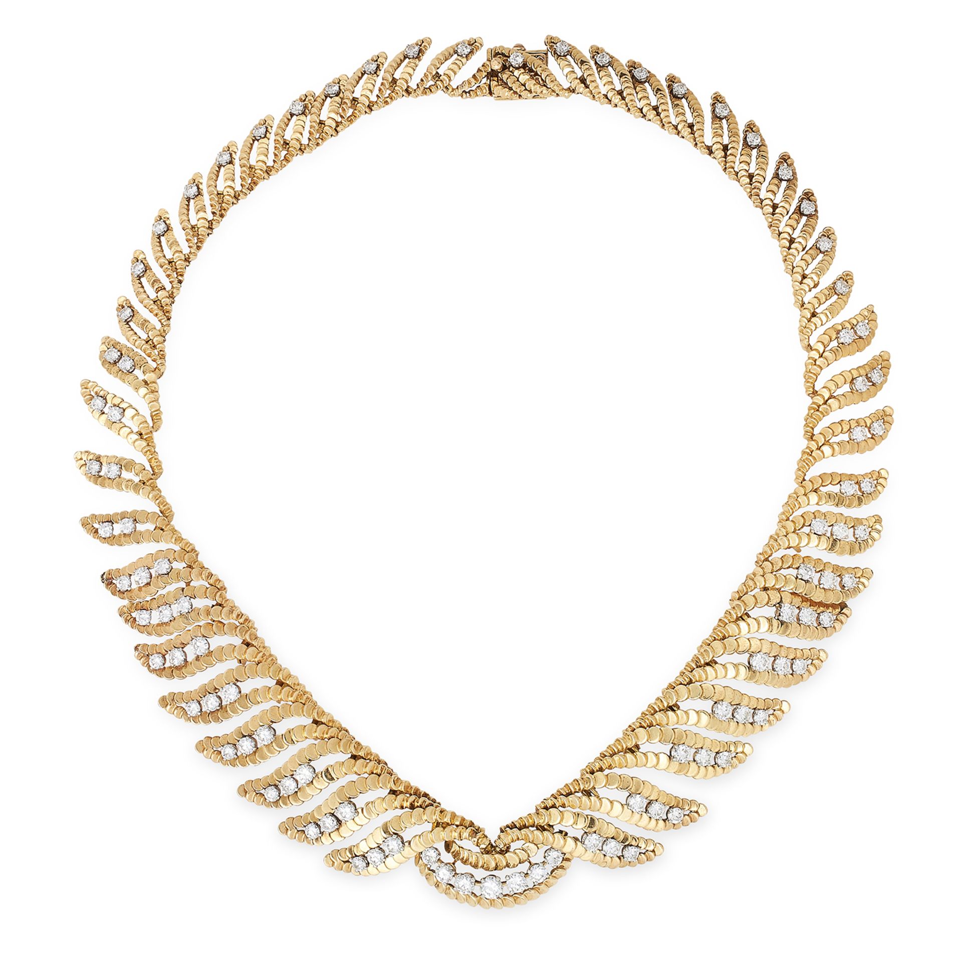 A VINTAGE DIAMOND NECKLACE, BOUCHERON formed of a collar of graduated foliate motifs jewelled with