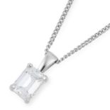 0.70 CARAT DIAMOND PENDANT set with an emerald cut diamond of 0.70 carats, 2.3g. GIA Report: E,