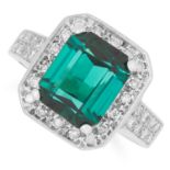 2.50 CARAT TOURMALINE AND DIAMOND RING set with an emerald cut tourmaline of approximately 2.50