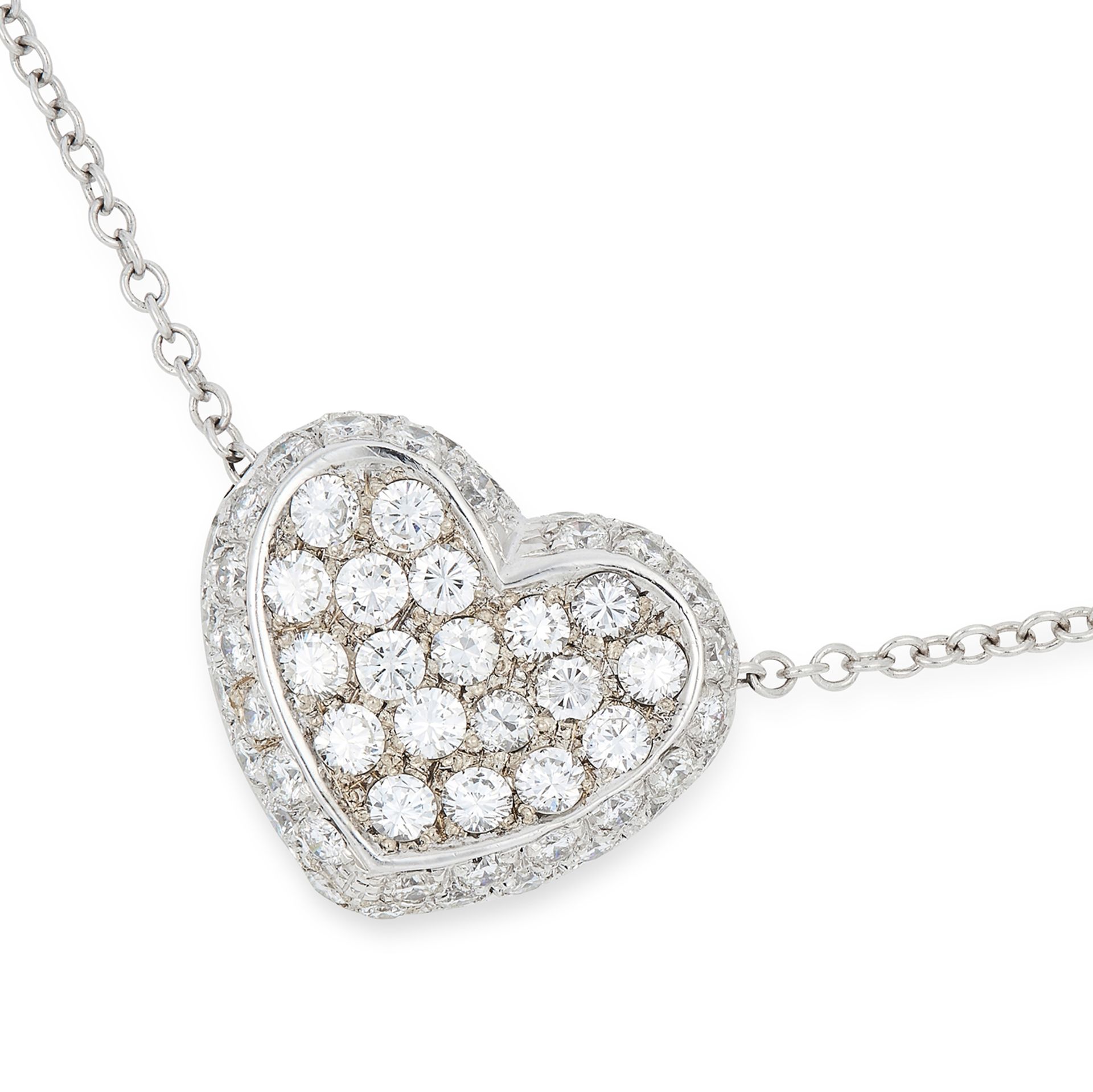 DIAMOND HEART PENDANT AND CHAIN the heart body jewelled with round cut diamonds totalling