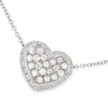 DIAMOND HEART PENDANT AND CHAIN the heart body jewelled with round cut diamonds totalling