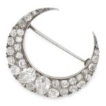 ANTIQUE 6.13 CARAT DIAMOND CRESCENT MOON BROOCH set with old cut diamonds totalling approximately