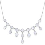 MOONSTONE NECKLACE set with cabochon moonstones, 48cm, 7.5g.