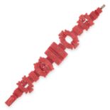 ANTIQUE CARVED CORAL BRACELET, ITALIAN CIRCA 1860 formed of various carved links with floral and
