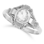 DIAMOND DRESS RING in Art Deco style, set with a rose cut diamond, size P / 7.5, 2.0g.