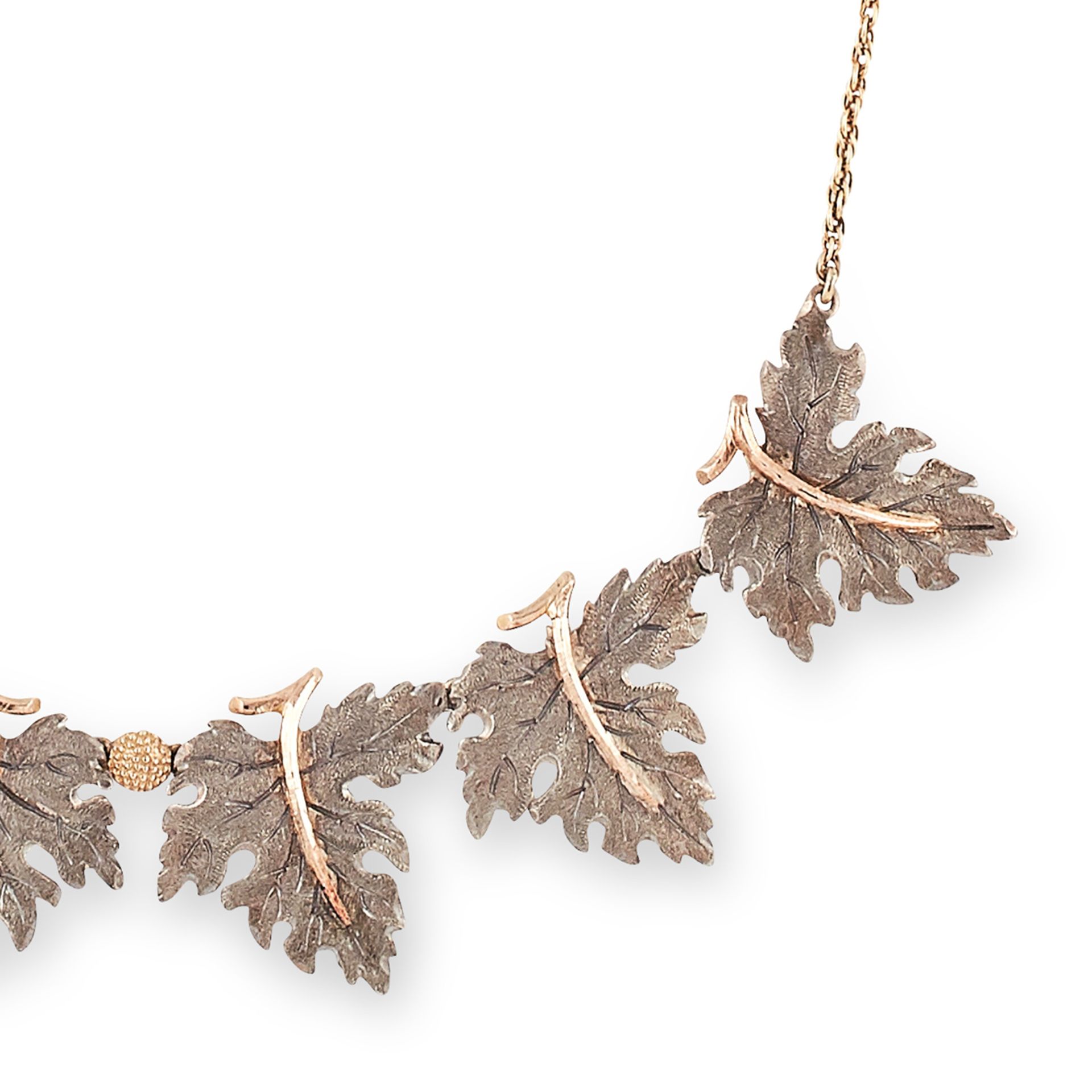 LEAF NECKLACE, BUCCELLATI suspending six leaf motifs, 40cm, 15.4g. - Bild 2 aus 2