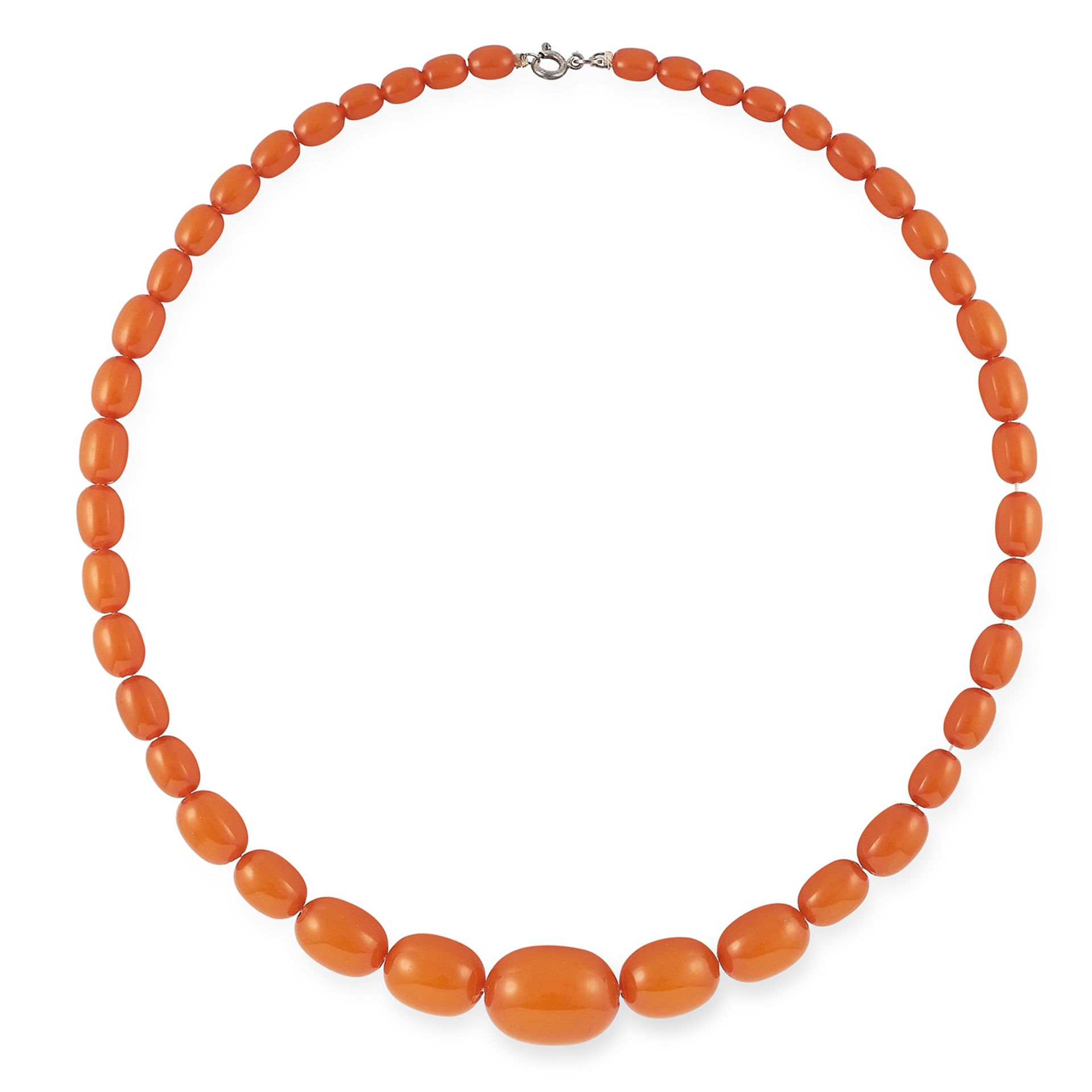 BUTTERSCOTCH AMBER BEAD NECKLACE set with polished amber beads, 46cm, 19.8g.