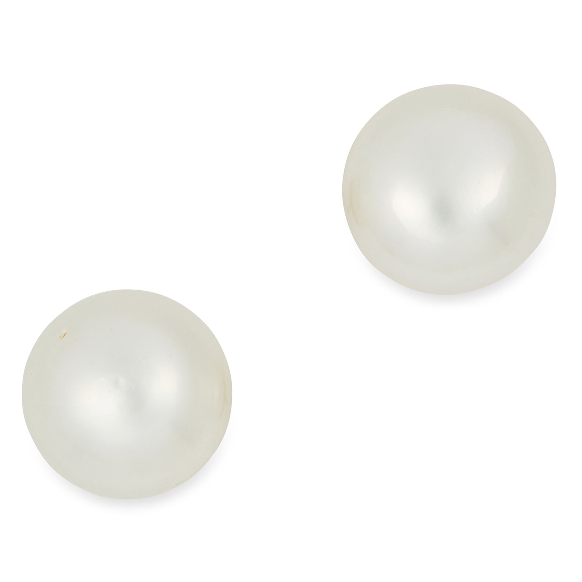 PEARL EARRINGS, THEO FENNEL each set with a pearl approximately 11.8mm in diameter, 9.2g.