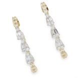 DIAMOND HOOP EARRINGS each set with round and baguette cut diamonds, 2.5cm, 5g.