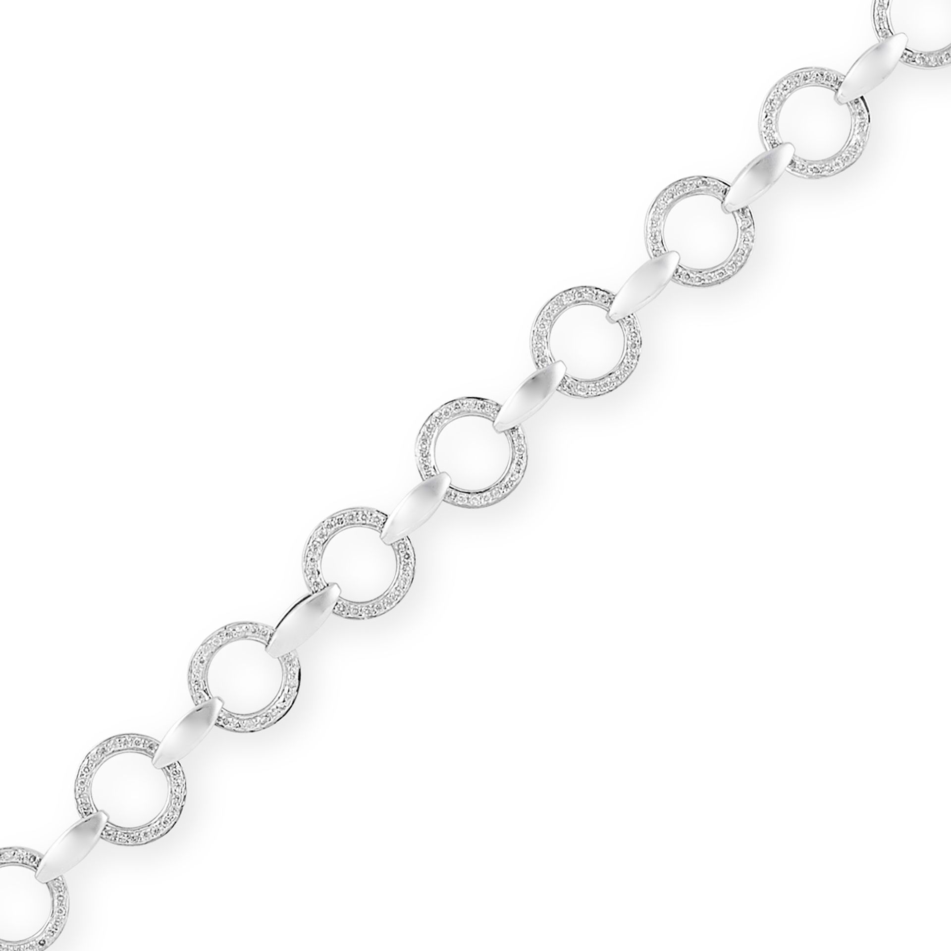 DIAMOND BRACELET, with interlocking circles set with round cut diamonds, 21cm, 12.2g. - Bild 2 aus 2