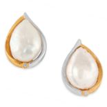 PEARL AND DIAMOND EARRINGS each set with a pear shaped pearl above a round cut diamond, 2.1cm, 11.
