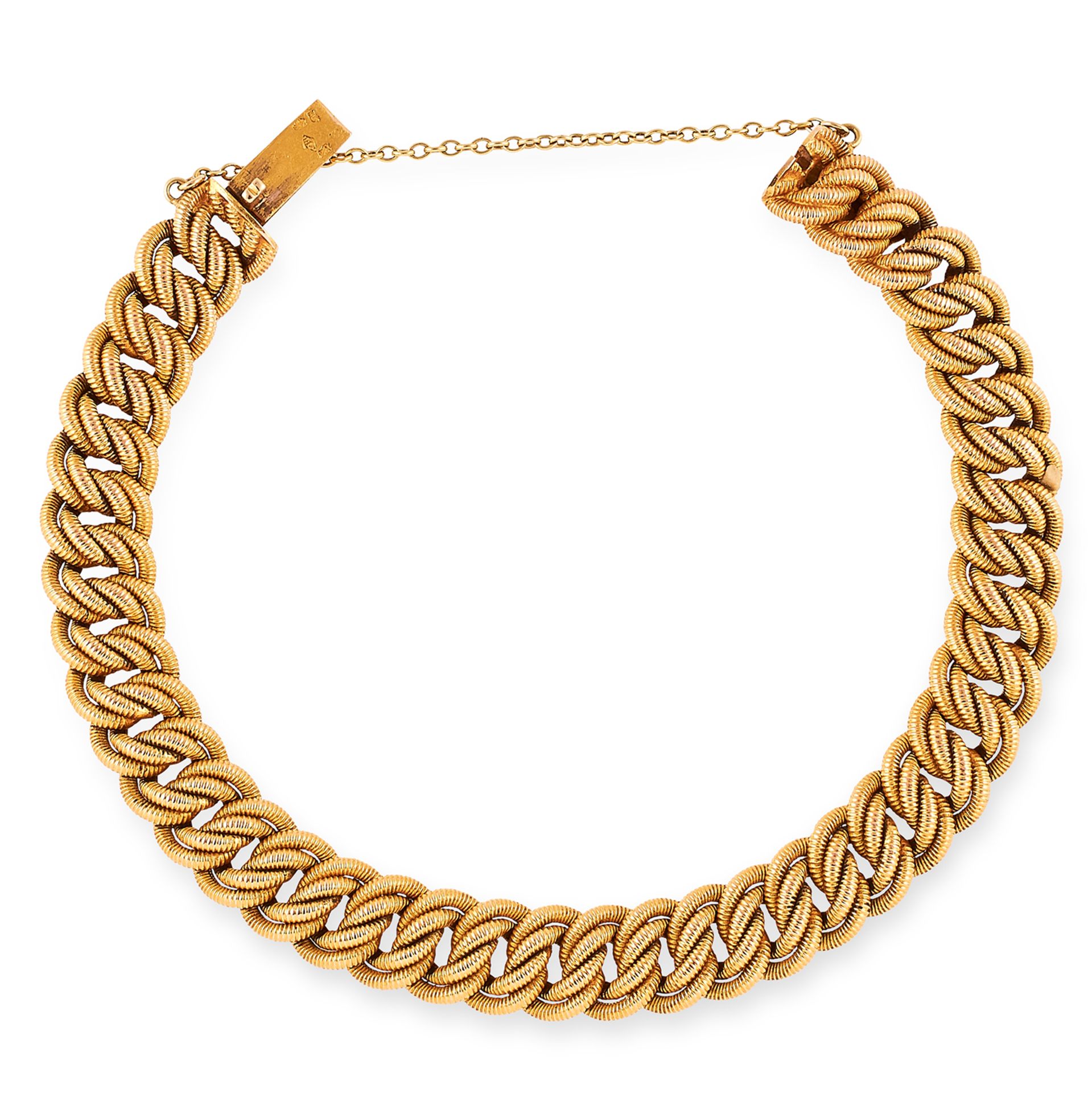 GOLD BRACELET, FRENCH comprising of textured gold links, 27.6g.